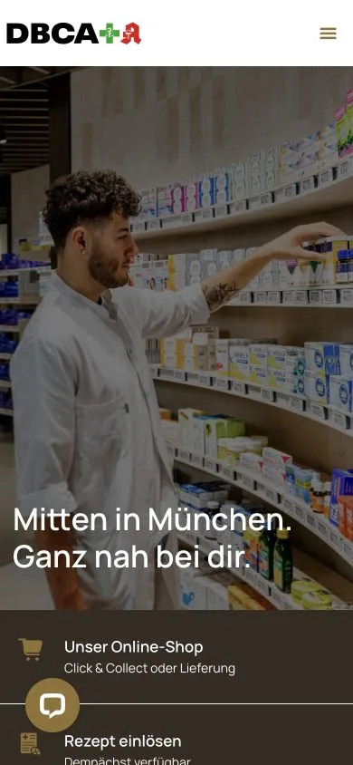 Reale mobile Startseite der Dr. Beckers Central Apotheke mit Zugang zu Online-Shop und Rezepteinlösung