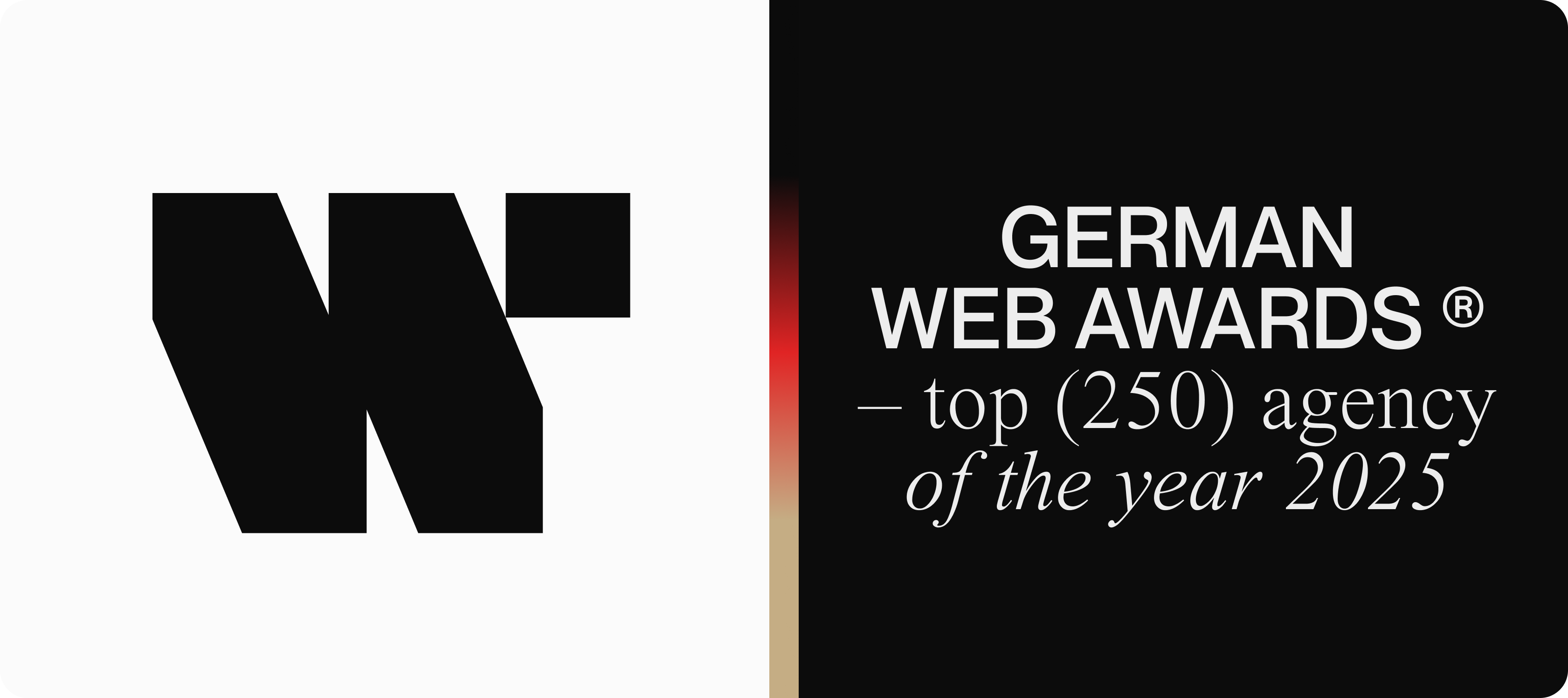German Web Awards – top 250 agency of the year 2025, dunkle Variante