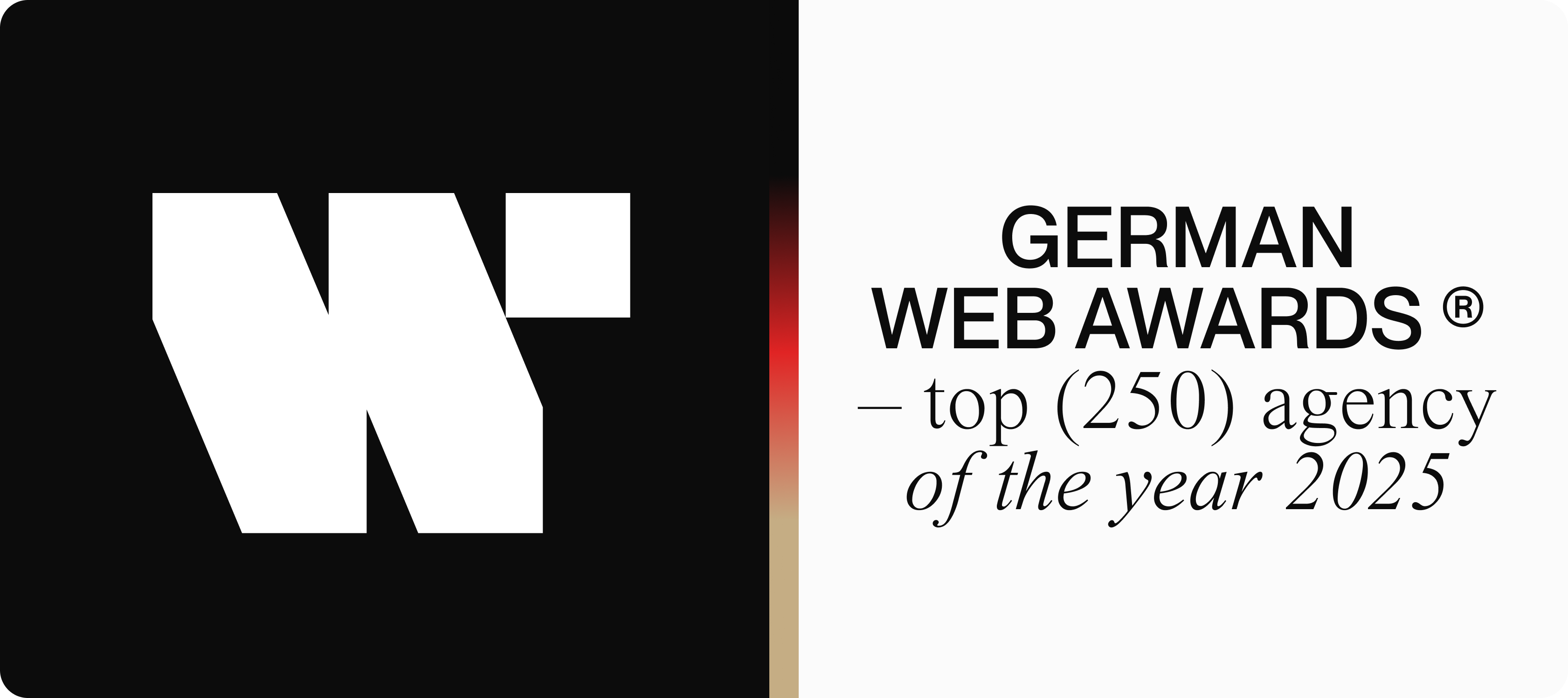 German Web Awards – top 250 agency of the year 2025, helle Variante